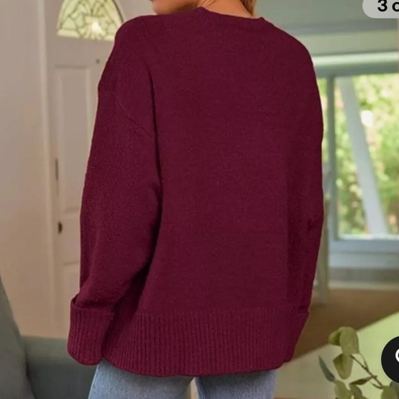 Lillusory Sweater Womens S Red Wool Blend Soft Oversized Chunky Pullover - Picture 2 of 8